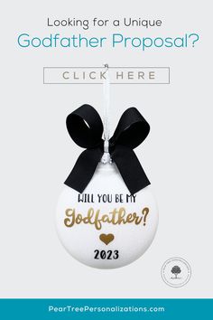 Looking for a Touching Godfather Proposal? This Godfather Ornament Has It All! – Baptism Ideas | godfather Christmas ornament | will you be my godfather proposal ideas | will you be my godfather ideas | Godfather proposal ideas baby boy | godfather proposal ideas uncle | godfather proposal ideas baby girl | godfather proposal gift ideas | godfather proposal ideas girl | can you be my godfather ideas Godfather Proposal Ideas, Proposal Gift Ideas, White Glitter Background, Godfather Proposal, Baptism Centerpieces, Godfather Gifts, Baptism Ideas, Grosgrain Ribbon Bows, Engagement Ornaments