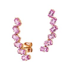 EARRING 18K Rose Gold Pink Sapphire 3.83 Cts/12 Pieces Angel Accessories, Pink Diamond Earrings, 18k Gold Earrings, House Supplies, Rose Gold Pink, Classy Jewelry, Fancy Jewelry, Gold Fashion, Pink Diamond