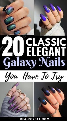 20 Stunning Galaxy Nail Art Ideas That You Absolutely Have to Try Right Now! Constellation Nail Art, Nail Fashion Trends, Planet Nails, Witch Nails, Space Nails