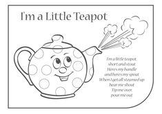 i'm a little teapot coloring page for kids to print and color on