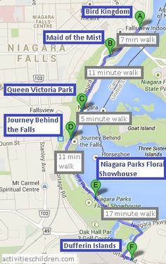 a map showing the locations of major attractions in niagara, ontario and other parts of canada