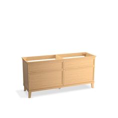 a wooden dresser with two drawers on one side