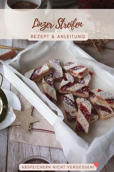 Linzer Streifen Linzer Cookies, Christmas Cookies, Martini, Christmas Time, Diy And Crafts, Butter, Pasta, Snacks, Baking