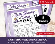 baby shower game with 5 cards and an instant printable