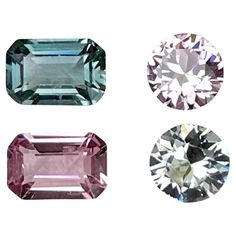 four different colored diamonds on a white background