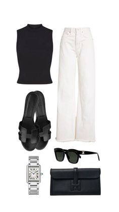 🤍 Black And White Outfit Aesthetic, Summer Lunch Outfit, Casual Lunch Outfit, White Outfit Aesthetic, Polyvore Outfits Fall, Capsule Wardrobe Outfit Ideas, Lunch Outfit, Black And White Outfit, Mommy Outfits