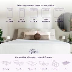 the queen mattress is made up and ready to be used in any bedroom or office