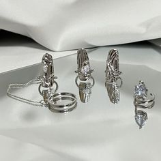 💎 Materials: 14k White Gold Electroplated - more durable than regular platings Cubic Zirconia Art Rings, Art Ring, Nail Ring, Hand Jewelry, Rings Simple, Y2k Style, Ring Bracelet, Earring Necklace, Artisan Jewelry