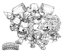 an image of some cartoon characters in black and white