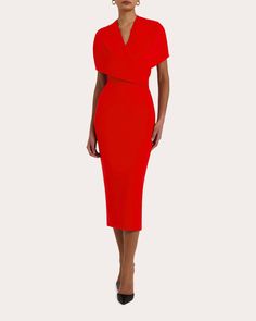 Drape Top, Flora Dress, Crepe Midi Dress, Sleeve Gown, Cherry Dress, Evening Tops, Large Clothes, Draped Top, Gowns With Sleeves