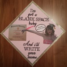 a graduation cap with an image of a woman's face and words on it