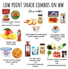 an image of low point snack combos on wwp poster with information about what to eat