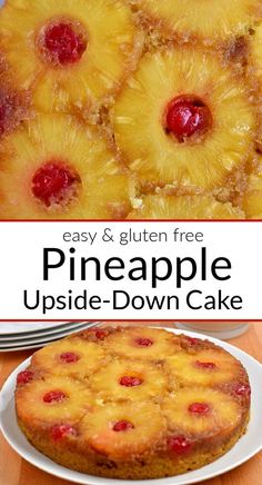 pineapple upside down cake on a white plate