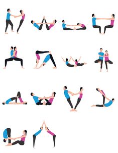 a woman doing yoga poses in different positions