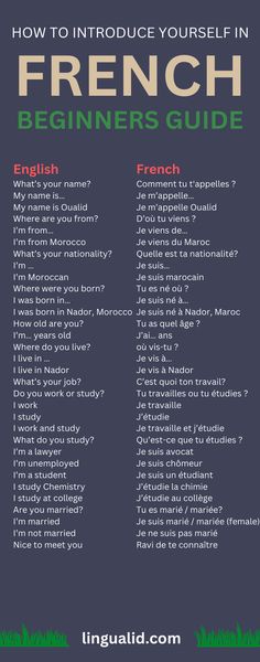 How To Introduce Yourself In French – Beginners Guide Colours In French And English, How Are You In French, French Introduce Yourself, English To French Translation, French Words To Learn, How To Learn Any Language Fast, How To Talk About Yourself, How To Speak French Fluently, French Conversation Dialogue