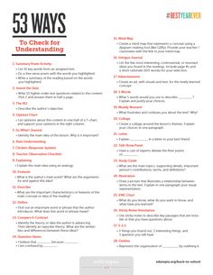 the printable guide to check for understanding