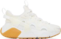 Nike: White Air Huarache Craft Sneakers | SSENSE White Athleisure Running Shoes With Vibram Sole, White Athleisure Sneakers With Vibram Sole, White Vibram Sole Sneakers For Athleisure, White High-top Running Sneakers With Vibram Sole, White Low-top Nylon Sneakers, White High-top Nylon Running Shoes, White Sports Sneakers With Vibram Sole, White Low-top Nylon Running Shoes, White Nylon Low-top Running Shoes