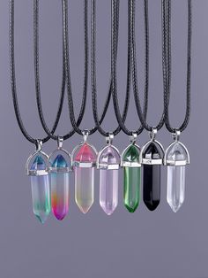 Color: Multicolor Gender: Men Material: Glass Quantity: 7 pcs Style: Fashionable Details: Geometric Type: Pendant Necklaces IN Length 23.6-25.6 This data was obtained from manually measuring the product, it may be off by 1-2 CM. قلادات متدلية, Bff Jewelry, Pretty Jewelry Necklaces, Bff Necklaces, Geometric Type, Magical Jewelry, Necklace Sets, Glass Pendant Necklace, Men's Necklace