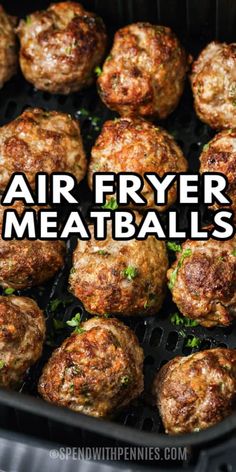 air fryer meatballs with the words air fryer meatballs