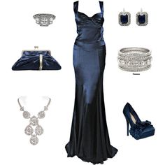 Hollywood Glam Outfit, Blue Butterfly Dress, Navy Blue Purse, Style List, Hedy Lamarr, Versace Blue, Dream Prom, In The Navy, Glam Outfit