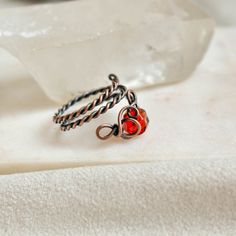 Red Crystal Ring, Snake Rings, Celestial Ring, Wire Wrapped Ring, Wire Ring, Snake Ring, Wire Rings, Wire Wrapped Rings, Crystal Ring