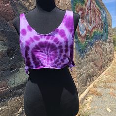 Purple Haze Crop Top! We Tie Dyed And Diy’d A Shirt To Create This Look! Purple Spiral, Raw Hems Including Neckline & Sleeves, Ties On Sides. Perfect For A Music Festival, Rave Pool Party, Beach Day! Warm Weather Is On Its Way Add A Punch Of Color To Your Spring Or Summer 2022 Wardrobe! Made From Mens Medium Tee & Will Work Well On Different Sizes Depending On How Fitted Of A Look You’re Going For. Top Is Shown On A Womens Approximate Size Small Dress Form. Each Piece We Sell Is Hand Dyed Making Casual Purple Crop Top For Beach, Summer Cotton Purple Tops, Purple Cotton Summer Top, Summer Cotton Top In Purple, Summer Purple Cotton Tank Top, Purple Cotton Beach Crop Top, Purple Cotton Crop Top For Beach, Purple Cotton Crop Top For The Beach, Summer Lavender Cotton Tops