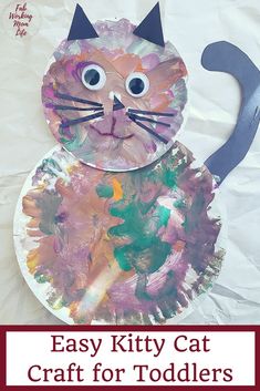 an easy paper plate cat craft for toddlers to make