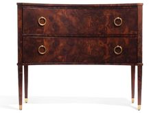 an antique chest of drawers with brass handles and knobs on the front, against a white background