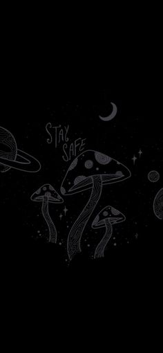 an image of some strange things in the night sky with words stay safe on it