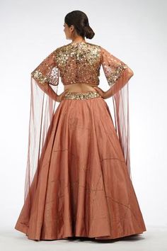 Shop for Shruti S Brown Silk Embroidered Blouse And Lehenga Set for Women Online at Aza Fashions Flared Blouse, Flared Lehenga, Square Neck Blouse, Flare Blouse, Embroidered Motifs, Brown Silk, Fabric Silk, Embroidered Silk, Embroidered Blouse