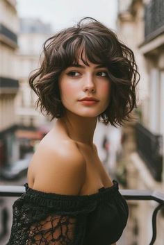 Romantic Dark Chocolate French Bob, French bob haircut, parisian bob haircut, french bob hairstyle with bangs Short Wavy Bob Hairstyles With Bangs, Tousled French Bob, Anne Hathaway Hairstyles, Vintage French Hairstyles, Bob With French Bangs, Short Wavy French Bob, Wavy French Bob With Bangs, Baroque Bob 2024, French Bob With Layers