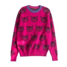 Trendy Fashion Cartoon Cat Face Womens Knitted Sweater Jumper Girl Casual Pullover Kawaii Cute, Womens Sweaters Cartoon Outfits, Knitting Women Sweater, Sweater Design, Knitted Pullover Sweaters, Printed Sweater, Cat Print, Women Pullover, Preppy Style, Knitted Pullover