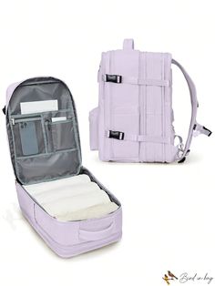 BirdinBag - Mauve Classic Backpack with Release Buckle, Large Capacity and Decorative Elements Large Capacity Laptop Backpack For Travel, Large Capacity Rectangular Backpack For Travel, Travel Softback Backpack, Versatile Large Capacity Backpack Travel Accessories, Large Capacity Versatile Travel Backpack, Large Capacity Backpack Laptop Bag For Trips, Large Capacity Laptop Backpack For Trips, Large Capacity Backpack For Trip, Multifunctional Large Capacity Backpack For Overnight Trips