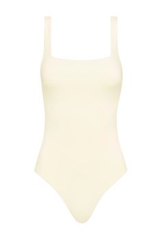 BONDI BORN® One Piece Swimsuit in Porcelain Seamless Swimwear With Straight Neckline For Summer, Elegant Square Neck Stretch Swimwear, Solid Swimwear With Straight Neckline For Beach, Fitted Swimwear With Straight Neckline For Poolside, Chic White Second-skin Swimwear, Elegant Stretch Swimwear With Scoop Neck, Elegant Stretch Scoop Neck Swimwear, Elegant Scoop Neck Stretch Swimwear, Elegant Solid Color Bodysuit With Square Neck