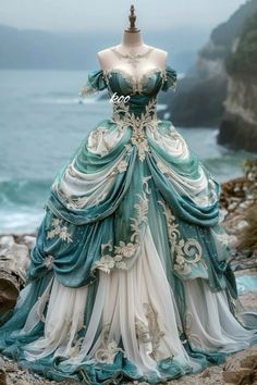 Fantasy Queen Outfit, Fantasy Ball Dress, Fairy Queen Dress, Fairytale Dress Aesthetic, Extravagant Gowns, Fantasy Ball