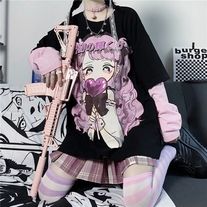 SO Harajuku on Storenvy Pastel Goth Anime, Harajuku Pink, E Girl Clothes, Kawaii Hoodie, Kawaii Sweatshirt, Egirl Clothes, Soft Girl Outfits, Harajuku Women, 일본 패션