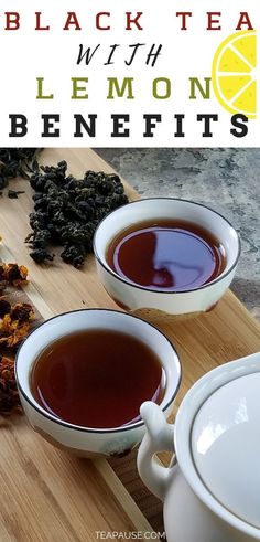 two white bowls filled with black tea and lemon benefits