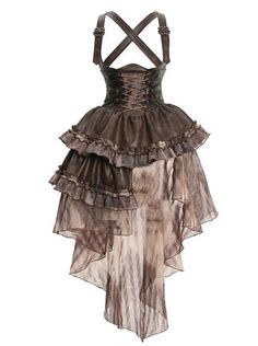 Steampunk Asymmetrical PU Maillard Chest Support Strap Skirt – Belchic Strap Skirt, Fairy Clothes, Ootd Outfits, Punk Grunge, Style Preppy, Grunge Style, Overall Dress, Lolita Dress, A Train