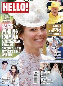 the cover of hello magazine featuring kate, prince william and princess charlotte on their wedding day