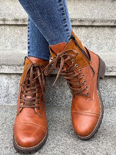 DETAILS Chunky heel PU leather Lace-up Retro style Cottage Academia, Witchy Cottage, Belgian Malinois Dog, Mid Heel Boots, Popular Boots, Oxford Boots, Leather Boots Heels, Ankle Heels, Belgian Malinois