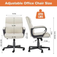 an office chair size guide with measurements