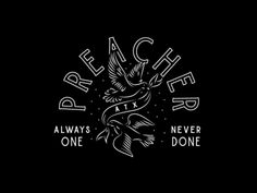 a black and white logo with the words peace, always one never done on it