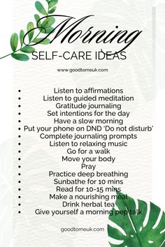 a poster with the words self care ideas on it