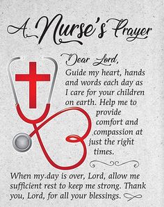 a nurse's prayer with a stethoscope and cross on the side