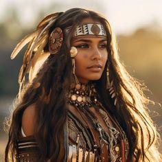 American Indian Hairstyles, Shaman Woman, Indian Warrior, Dark Jewelry, Warrior Women