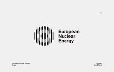 the european nuclear energy logo is shown in black and white, as well as an image of