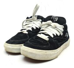 Vans Womens US Size 8.5 Black Half Cab Trainers Big Sneakers, Vans Half Cab Outfit, Black Skate Shoes For Streetwear, Throwback Black High-top Skate Shoes, Black Low-top Harajuku Skate Shoes, Half Cab Vans, Black High-top Skate Shoes With Contrast Sole, Vans Black Skate Shoes With Laces, Vans Skate