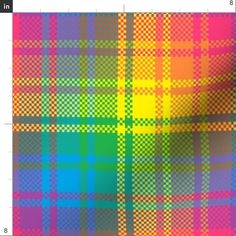 a colorful plaid pattern that looks like it has been made from different colors and shapes