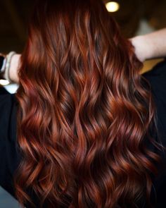 Magical Dimensional Auburn Balayage Brown And Auburn Balayage, Deep Orange Hair, Dark Auburn Hair Color, Reddish Hair, Pretty Red Hair