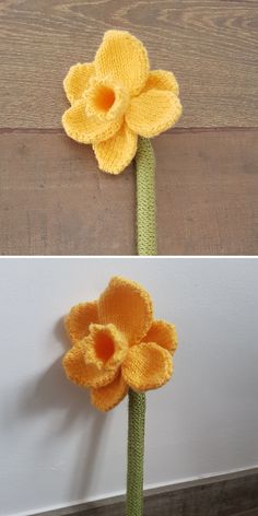 This intricate knitted daffodil applique is a stunning three-dimensional piece, perfect for adding elegance to any garment or accessory. With its delicate petals and lifelike details, it’s ideal for decorating scarves, hats, or bags. This pattern is beginner-friendly, offering a quick way to explore textured knitting while crafting a timeless floral accent.